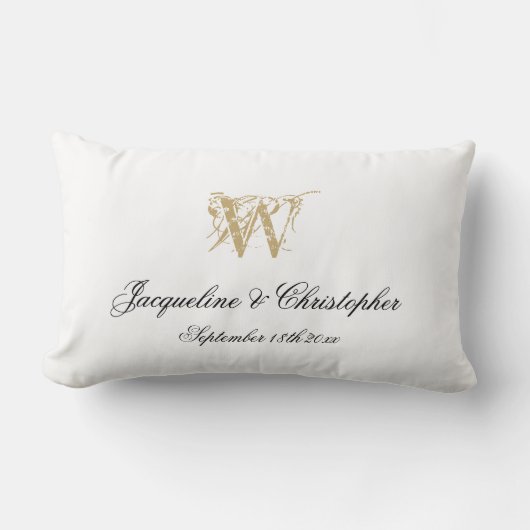 Weddenschap Pas getrouwd Gift White Gold Monogram  Kussen (Voorkant)