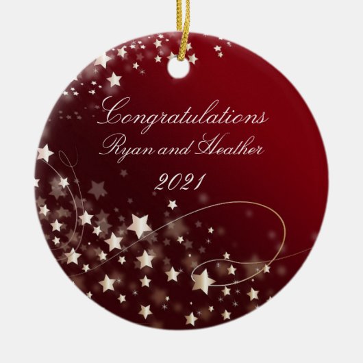 Weddenschap Passen getrouwd Verloving Nieuw Home R Keramisch Ornament (Voorkant)