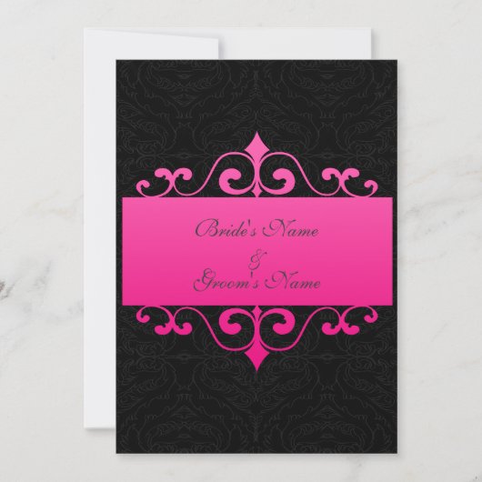 Weddenschap - Pastel Roze op Black Damask Kaart (Voorkant)