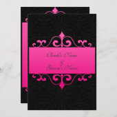 Weddenschap - Pastel Roze op Black Damask Kaart (Voorkant / Achterkant)