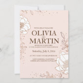 Weddenschap Peony Roos Gold foil stempelen Kaart (Voorkant)