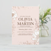 Weddenschap Peony Roos Gold foil stempelen Kaart (Staand voorkant)