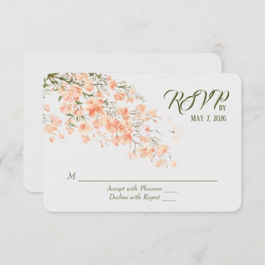 Weddenschap Perzikbloesems RSVP (Voorkant / Achterkant)
