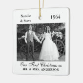 Weddenschap Photo Year Retro Memory Black and Whit Keramisch Ornament (Links)