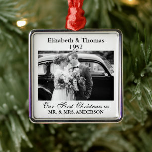 Weddenschap Photo Year Retro Memory Black and Whit Metalen Ornament