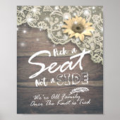 Weddenschap Pick A Seat not a Side Lace Sunflower Poster (Voorkant)