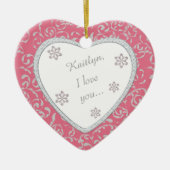 Weddenschap Pink Damask Faux Diamond Keramisch Ornament (Voorkant)