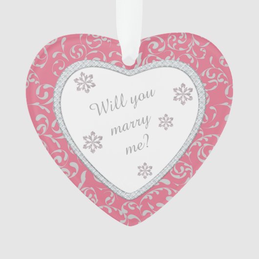 Weddenschap Pink Damask Faux Diamond Ornament (voorkant)