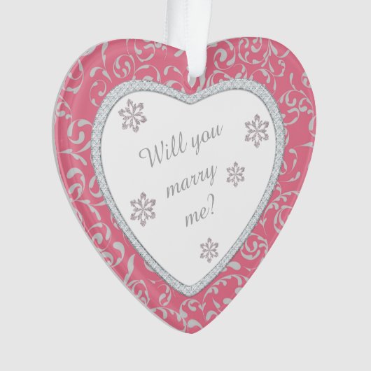 Weddenschap Pink Damask Faux Diamond Ornament (voorkant)