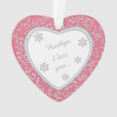 Weddenschap Pink Damask Faux Diamond Ornament (achterkant)