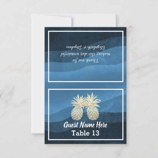 Weddenschap Plaats Escort Table Number Gold Pineap Bedankkaart (Voorkant)