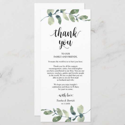 Weddenschap Plaats instelling Eucalyptus - Harteli Programmakaart (Voorkant / Achterkant)