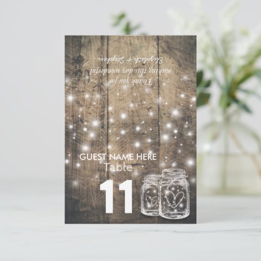 Weddenschap Plaats Tafelnummer Mason Jar Light (Staand voorkant)