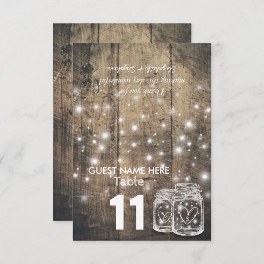 Weddenschap Plaats Tafelnummer Mason Jar Light (Voorkant / Achterkant)