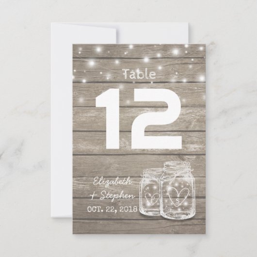 Weddenschap Plaats Tafelnummer Mason Jar Light (Voorkant)