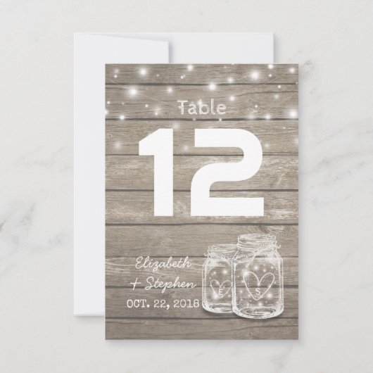 Weddenschap Plaats Tafelnummer Mason Jar Light (Achterkant)