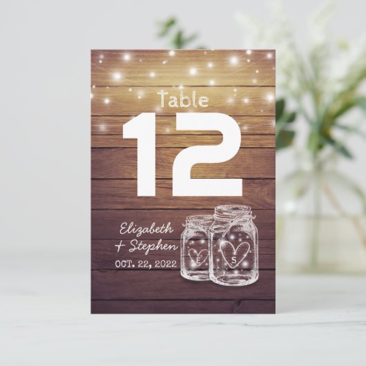 Weddenschap Plaats Tafelnummer Mason Jar Light (Staand voorkant)