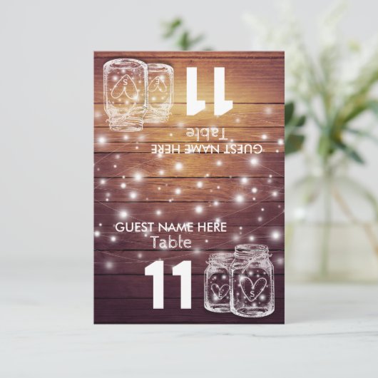 Weddenschap Plaats Tafelnummer Mason Jar Light (Staand voorkant)