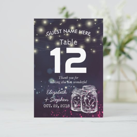 Weddenschap Plaats Tafelnummer Mason Jar Light (Staand voorkant)