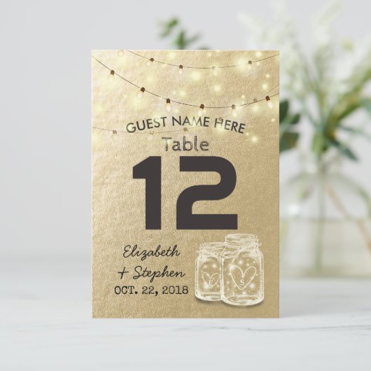 Weddenschap Plaats Tafelnummer Mason Jar Light (Staand voorkant)