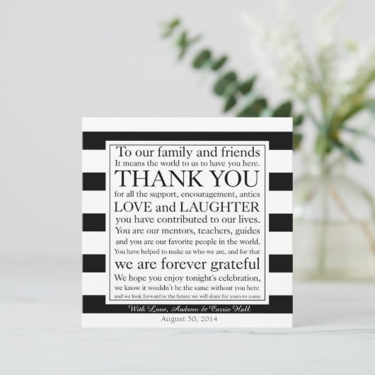 Weddenschap Plaatsingskaart plaatsen Hartelijk ber Bedankkaart (Staand voorkant)