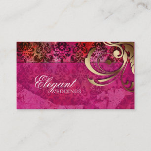 Weddenschap Planner Indian Damask Pink Gold Visitekaartje