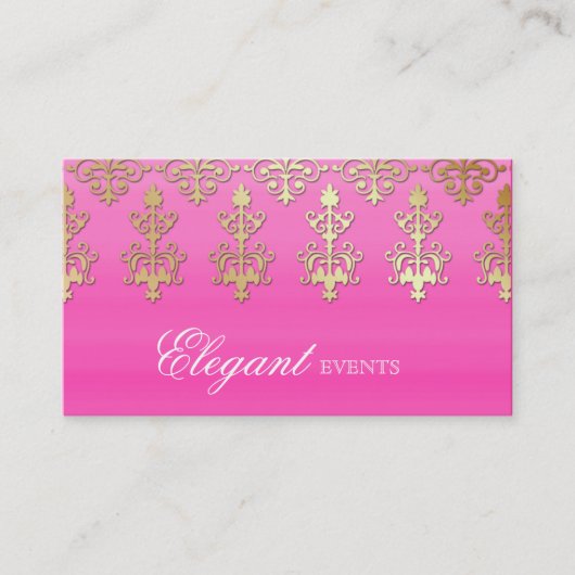 Weddenschap Planner Indian Damask Pink Gold Visitekaartje (Voorkant)