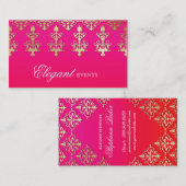 Weddenschap Planner Indian Damask Pink Red Visitekaartje (Voorkant / Achterkant)