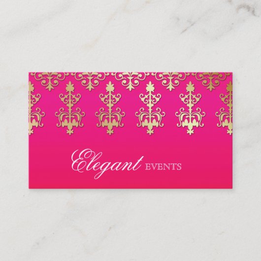 Weddenschap Planner Indian Damask Pink Red Visitekaartje (Voorkant)