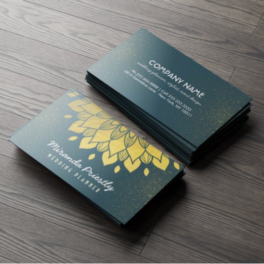 Weddenschap Planner Makeup Artiest Green & Gold Fl Visitekaartje