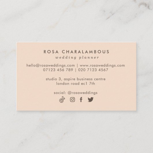 Weddenschap Planner Pampas Grass & Calligraphy Visitekaartje (Achterkant)