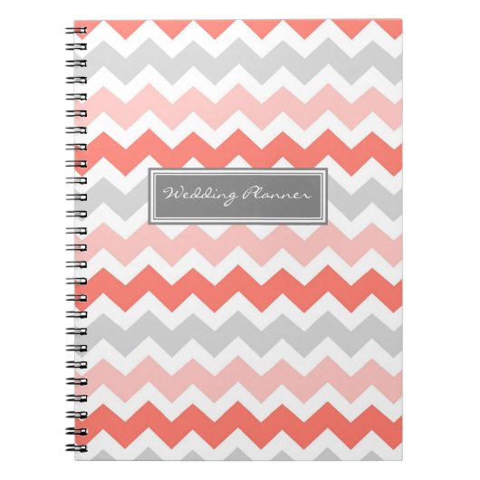 Weddenschap Planner Peach Grey Chevrons-laptop Notitieboek (Voorkant)
