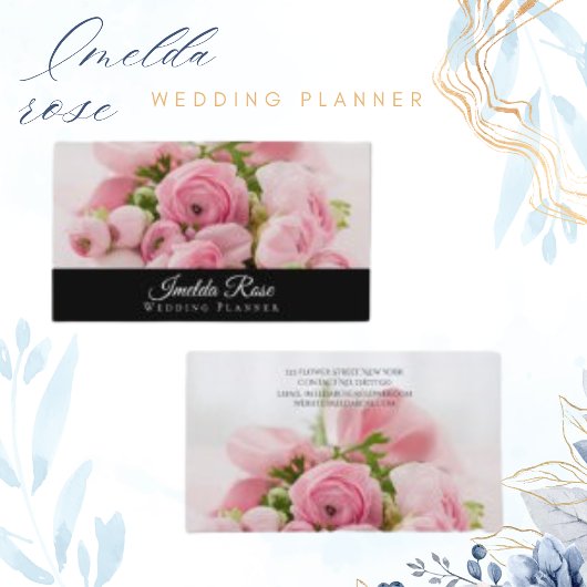 Weddenschap Planner Roze Rose Bouquet Visitekaartje