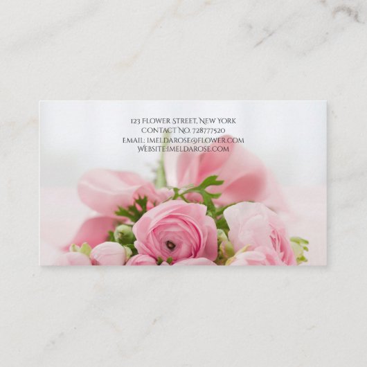 Weddenschap Planner Roze Rose Bouquet Visitekaartje (Achterkant)