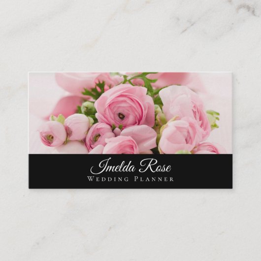 Weddenschap Planner Roze Rose Bouquet Visitekaartje (Voorkant)