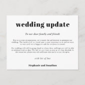 Weddenschap Postpone Update Typografische Black Wh Aankondigingskaart (Voorkant)