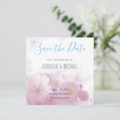 Weddenschap Professional Floral Modern Sky Blue Save The Date (Staand voorkant)