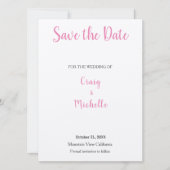 Weddenschap Professional klassiek roze minimalist Save The Date (Voorkant)