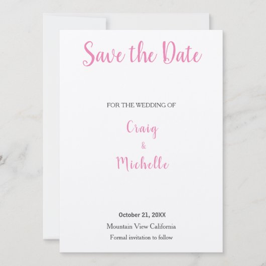 Weddenschap Professional klassiek roze minimalist Save The Date (Voorkant)