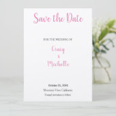 Weddenschap Professional klassiek roze minimalist Save The Date (Staand voorkant)