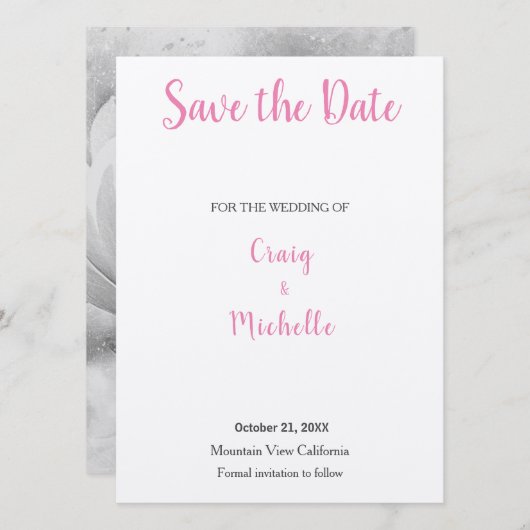 Weddenschap Professional klassiek roze minimalist Save The Date (Voorkant / Achterkant)