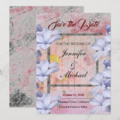 Weddenschap Professional Klassieke Floral Gold Roo Save The Date (Voorkant / Achterkant)