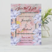 Weddenschap Professional Klassieke Floral Gold Roo Save The Date (Staand voorkant)