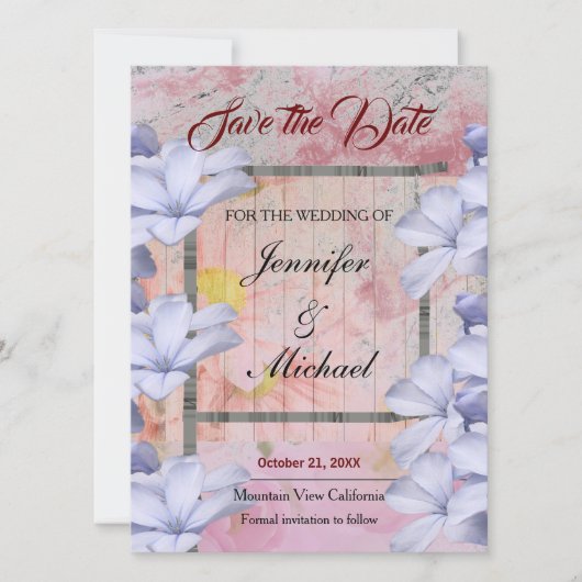 Weddenschap Professional Klassieke Floral Gold Roo Save The Date (Voorkant)