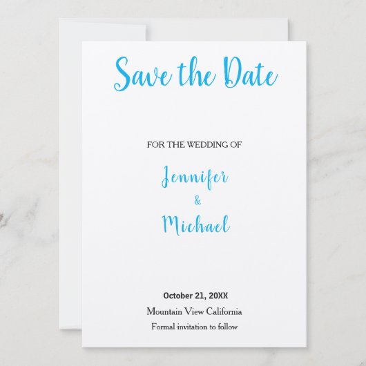 Weddenschap Professional Klassieke hemel blauw Save The Date (Voorkant)