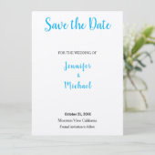 Weddenschap Professional Klassieke hemel blauw Save The Date (Staand voorkant)