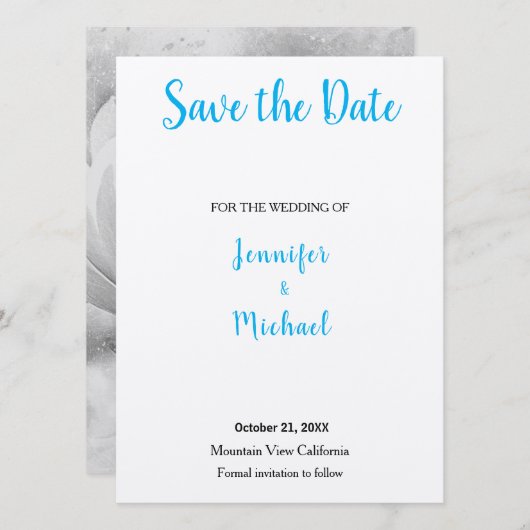 Weddenschap Professional Klassieke hemel blauw Save The Date (Voorkant / Achterkant)