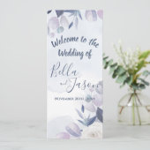 Weddenschap Programma Cute Waterverf Dusty Blue Fl (Staand voorkant)