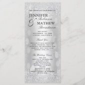 Weddenschap Programma Elegant Silver Faux Glitter Programmakaart (Voorkant)