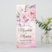 Weddenschap Programma Elegant Waterverf Floral Fea Programmakaart (Staand voorkant)